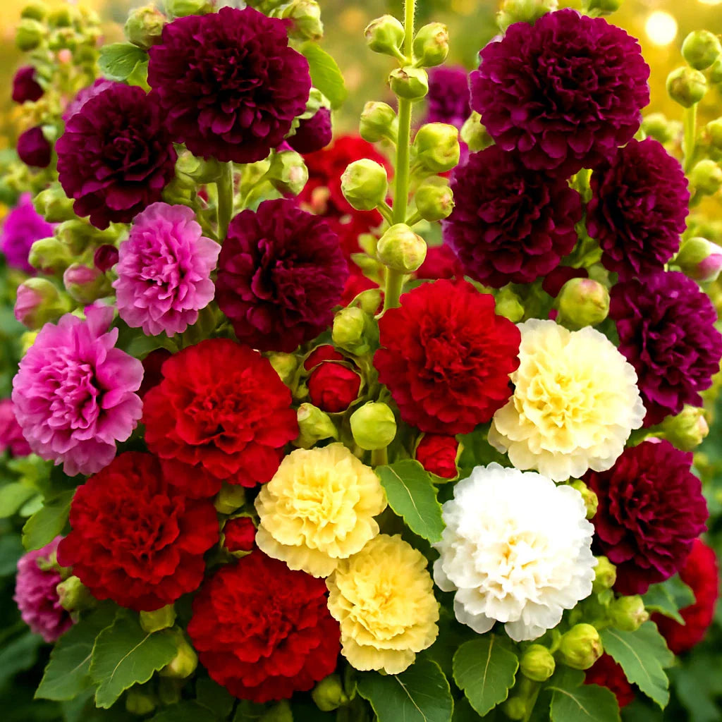 Hollyhock Seeds Autumn Mix - 200+ Flowers - Attracts Hummingbirds & Bees
