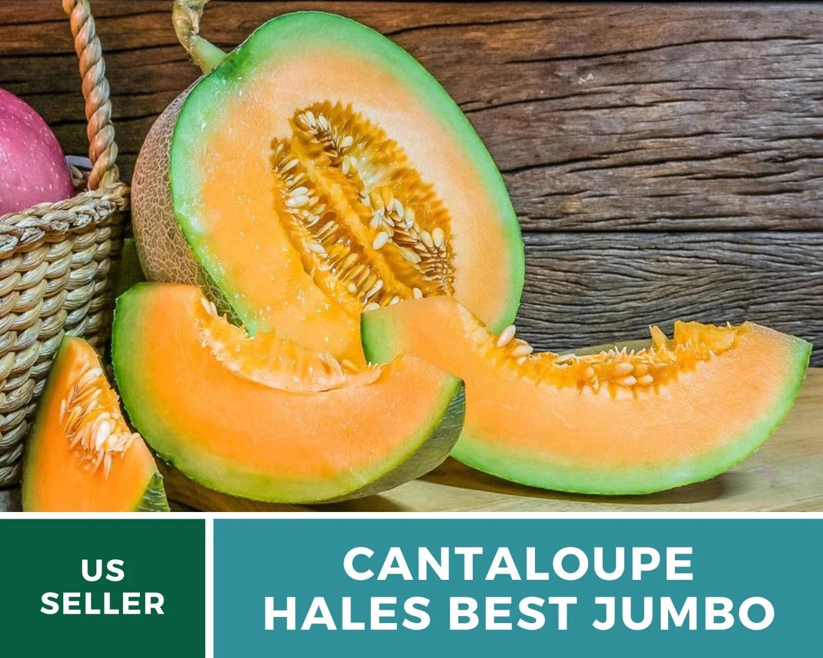 Heirloom Organic Cantaloupe Seeds - Hales Best Jumbo Cucumis melo, Non-GMO, Large, Juicy, Summer Fruit Seed Pack