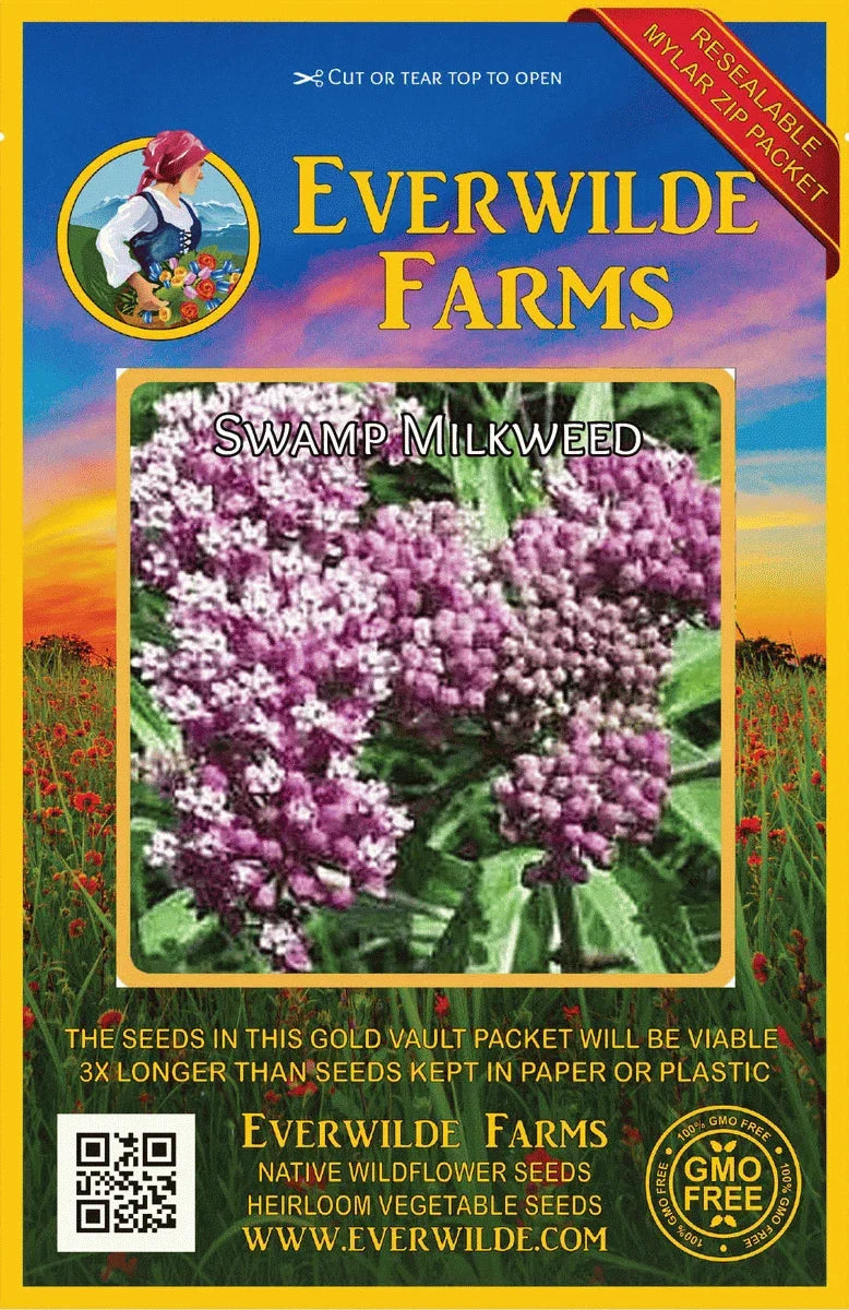 Swamp Milkweed Wildflower Seeds 1 Oz Mylar Packet - Asclepias incarnata - Attract Butterflies & Support Wetlands