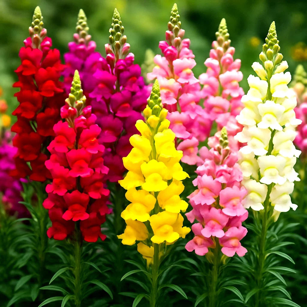 Snapdragon Flower Seeds - Rainbow Mix, Fragrant, Hummingbird Attracting, Antirrhinum majus, Seed Packet