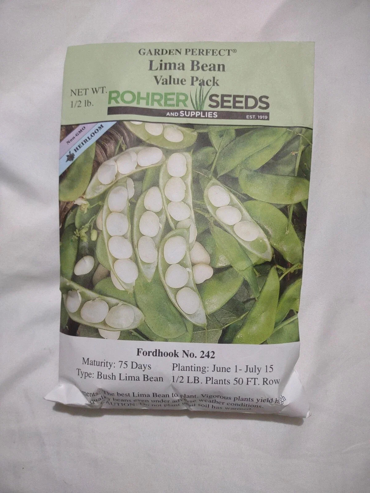 Lima Bean Seeds 1/2lb Heirloom Non-GMO Bush Type Phaseolus lunatus for Home Garden