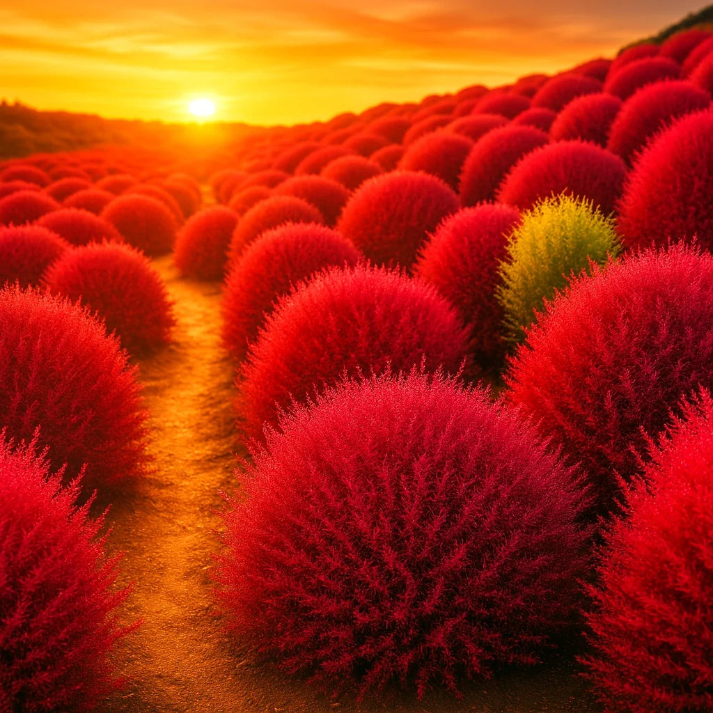 Burning Bush Kochia Seeds - 300+ Scarlet Fall Hedge Plants - Drought-Tolerant Kochia scoparia Seed Packet