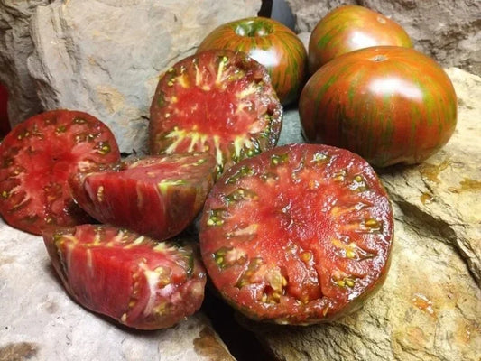 Chocolate Stripe Tomato Seeds – Heirloom Organic Non-GMO, 120+ Seeds, Rare Variety for Home Gardening, Striped Tomatoes, Solanum lycopersicum