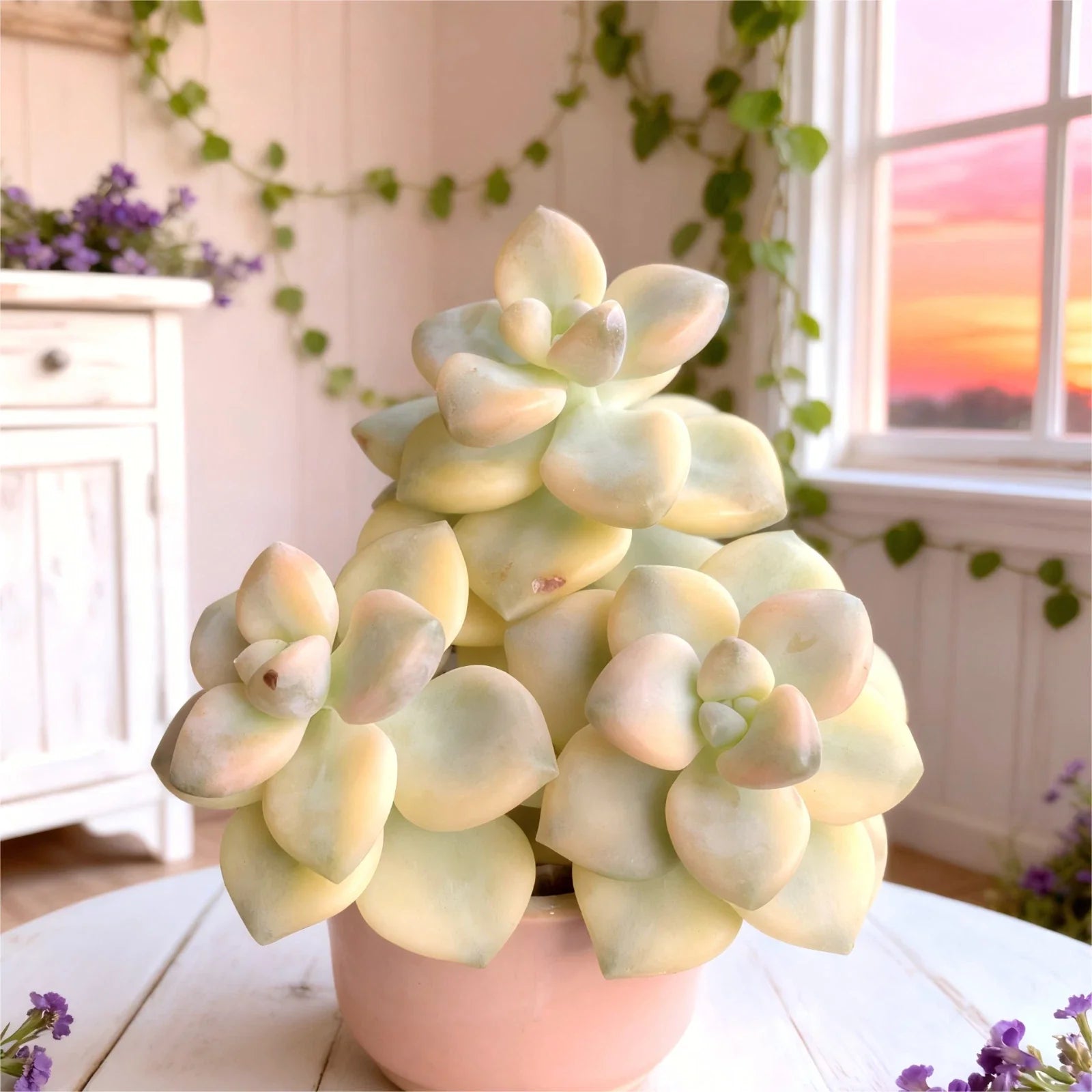 Rare Succulents Bare Root Plant - Graptoveria paraguayense bernalense variegata, Easy Care, Drought Tolerant