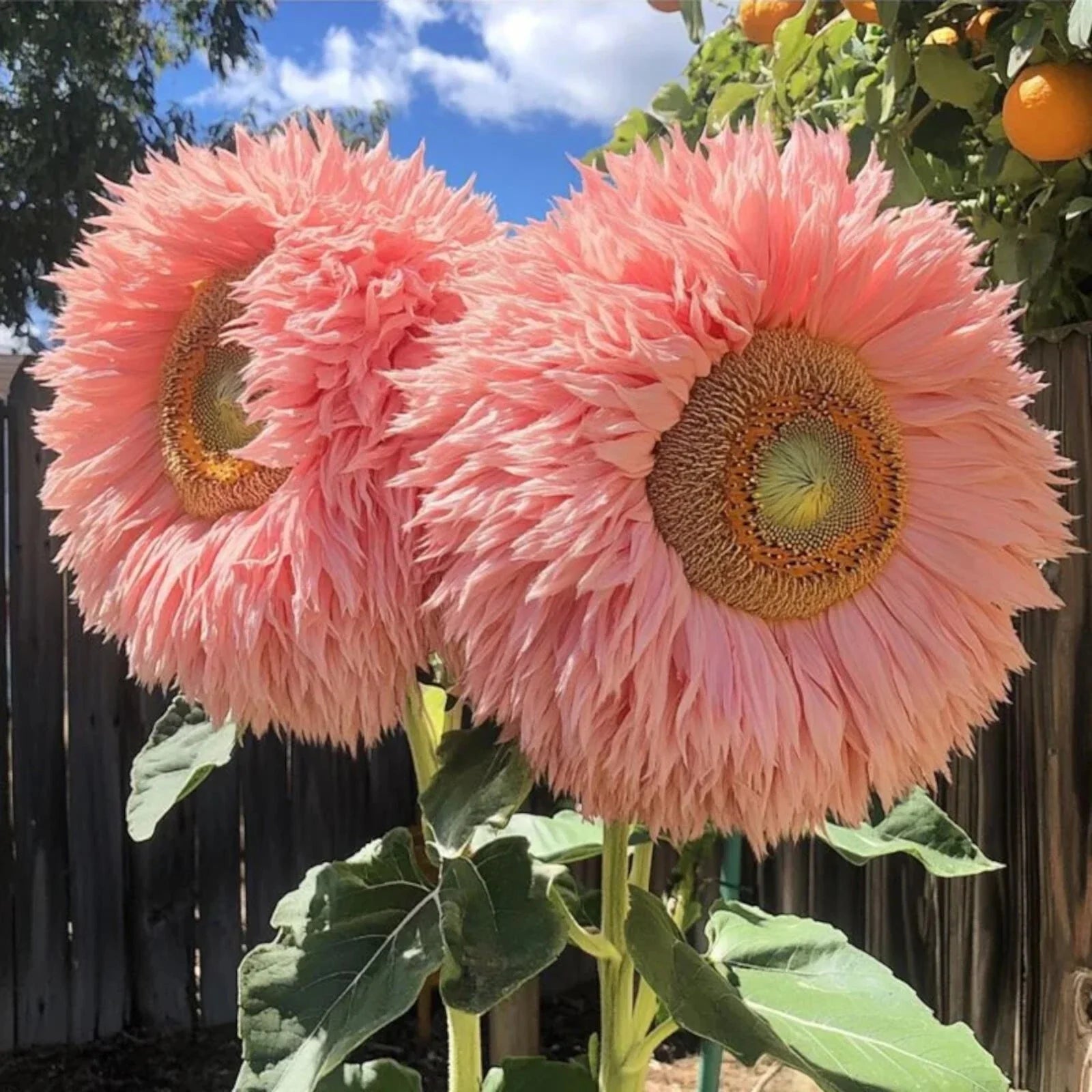 Pink Giant Teddy Bear Sunflower Seeds – Fluffy Double Blooms, Helianthus annuus, 50 Pack