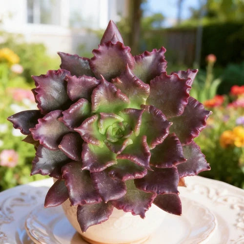 Echeveria ‘Black Knight’ Succulent Plant - Rare Dark Burgundy to Black Rosette, Easy Care Bare Root