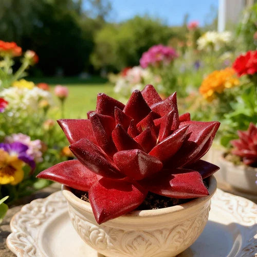 Echeveria Agavoides v. Romeo Rubin Succulent Plant Bare Root Rare Ruby Red Variety Easy Care