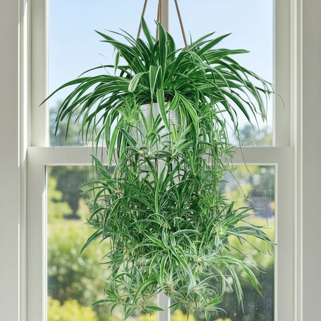 Rooted Spider Plant Cuttings – 2 Live Chlorophytum Comosum Offshoots for Indoor Planting