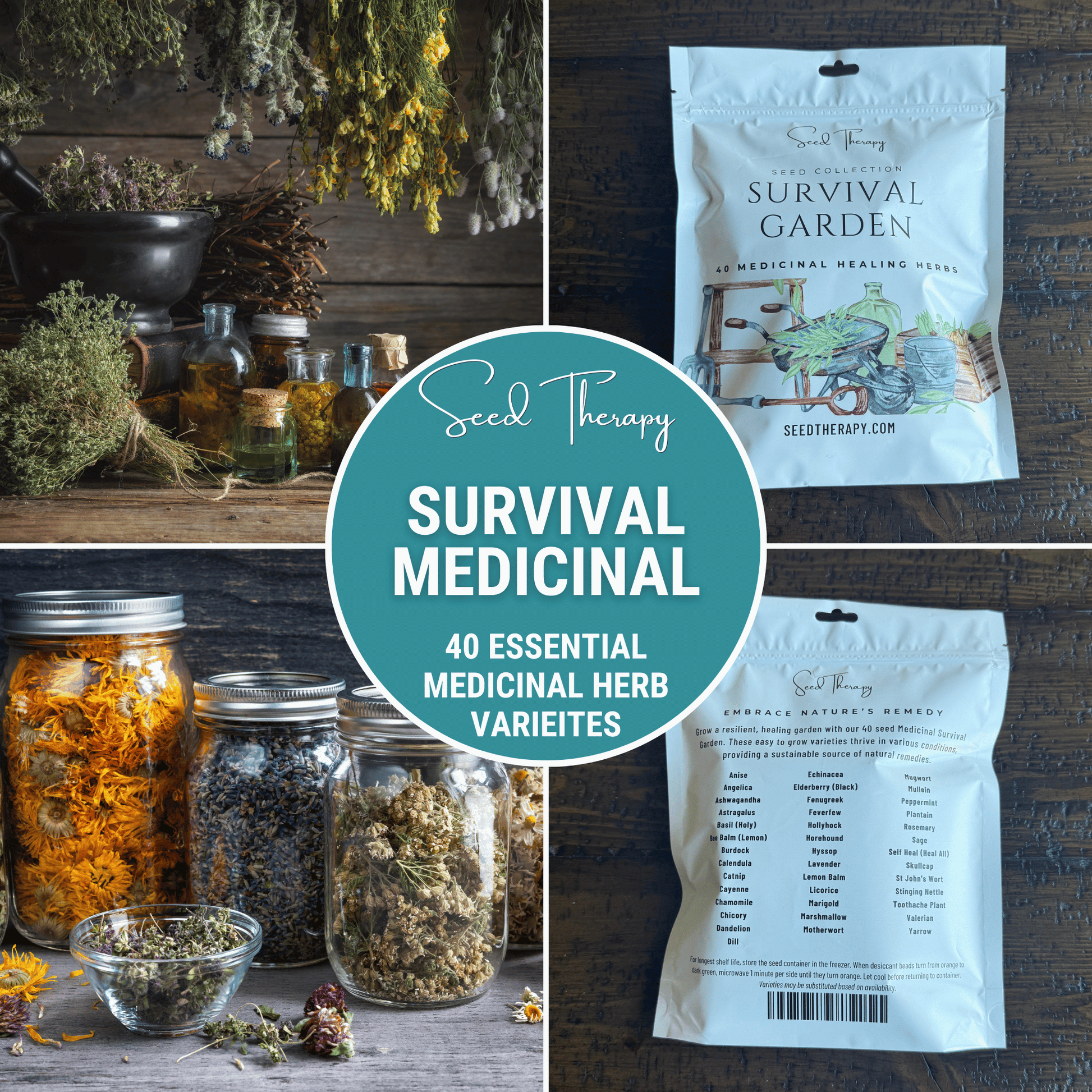 Medicinal Herb Garden Kit – 40 Heirloom Varieties for Natural Wellness, Herbal Apothecary, Non-GMO Seeds